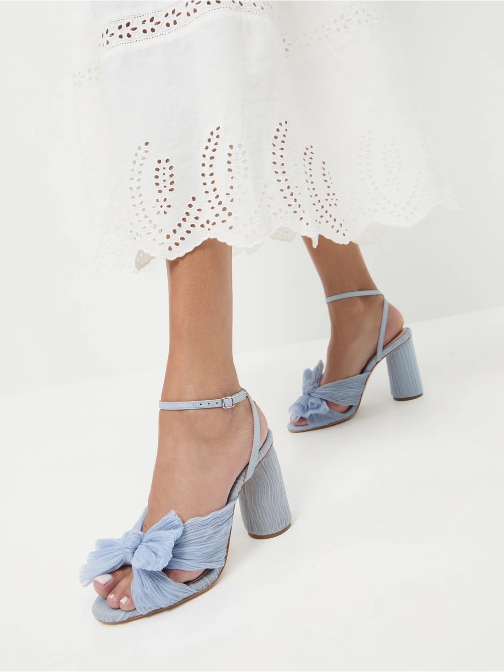 Loeffler Randall Camellia Blue Pleated Bow Heel